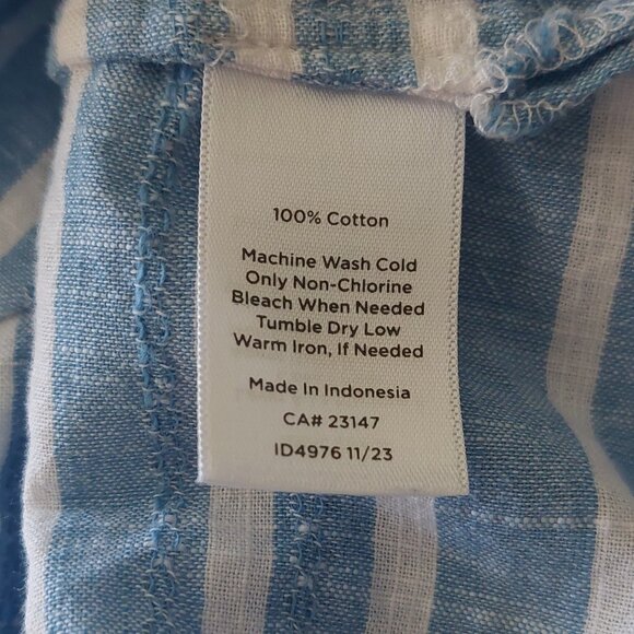 Talbots Blue & White Stripe Flutter Sleeve Blouse Women's Size Lp - Picture 8 of 8